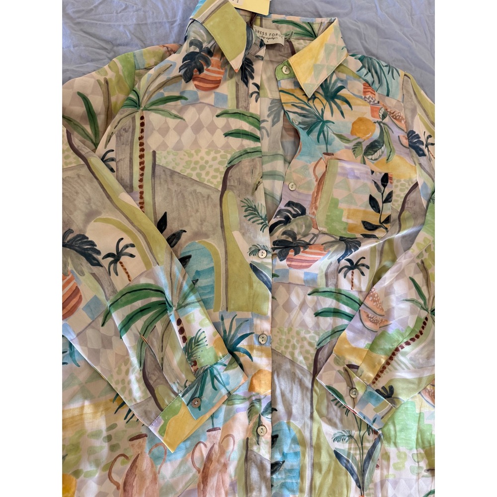 Dress Forum Hale House Silky Stroll in Venice Button Up Maxi Dress Large NWT - Picture 9 of 15